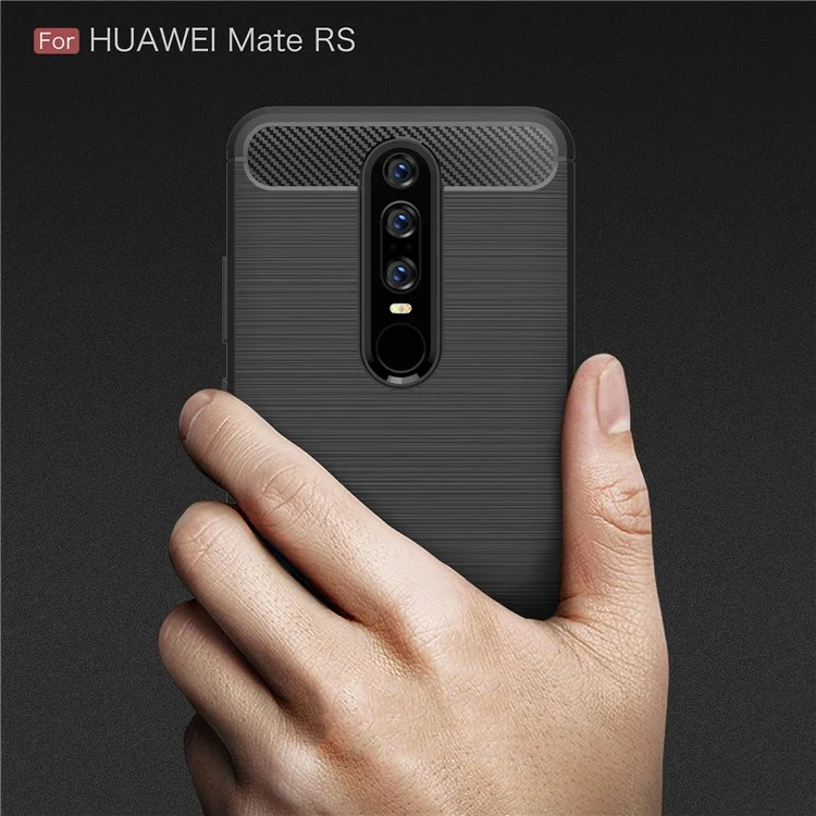 Carbon Fiber Texture Brushed TPU Phone Casing for Huawei Mate RS Porsche Design - Black