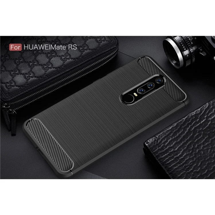Carbon Fiber Texture Brushed TPU Phone Casing for Huawei Mate RS Porsche Design - Black