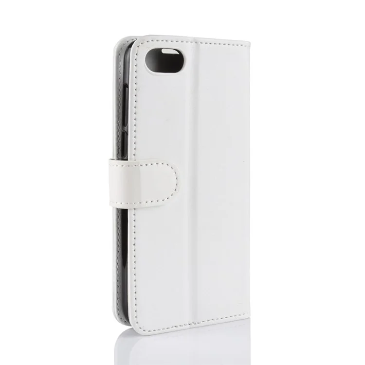Crazy Horse Wallet Leather Flip Stand Cell Phone Case for Huawei Y5 Prime (2018) - White