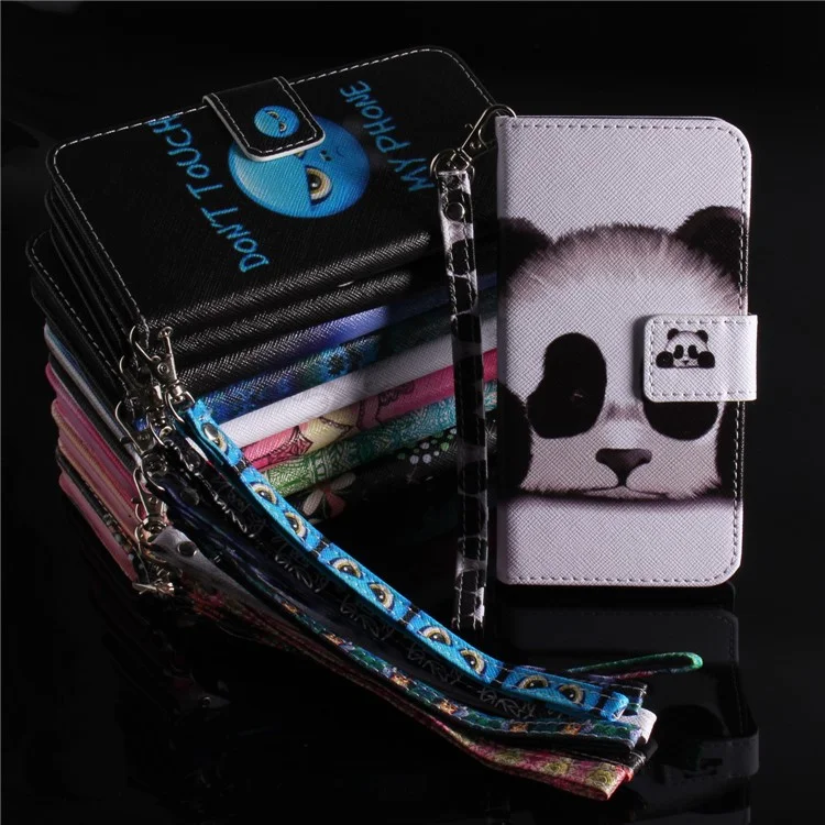Patterned Leather Wallet Case Cover for Huawei P20 - Panda