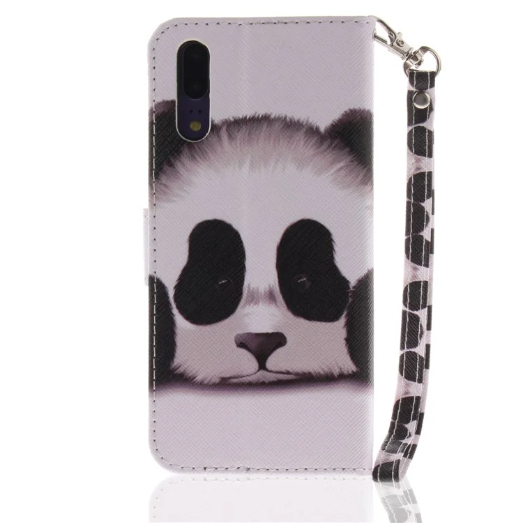 Patterned Leather Wallet Case Cover for Huawei P20 - Panda