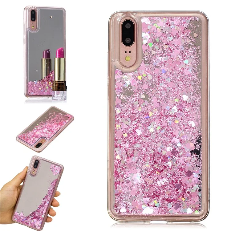 Glitter Dynamic Quicksand Mirror Surface TPU Case for Huawei P20 - Pink