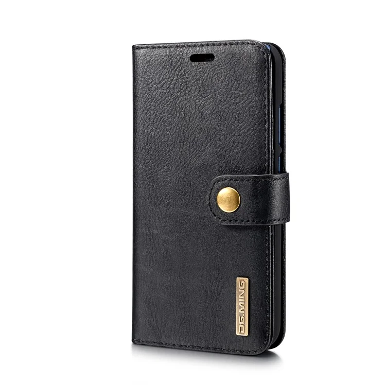 DG.MING Detachable 2-in-1 Split Leather Wallet + PC Back Case for Huawei P20 Lite / Nova 3e - Black