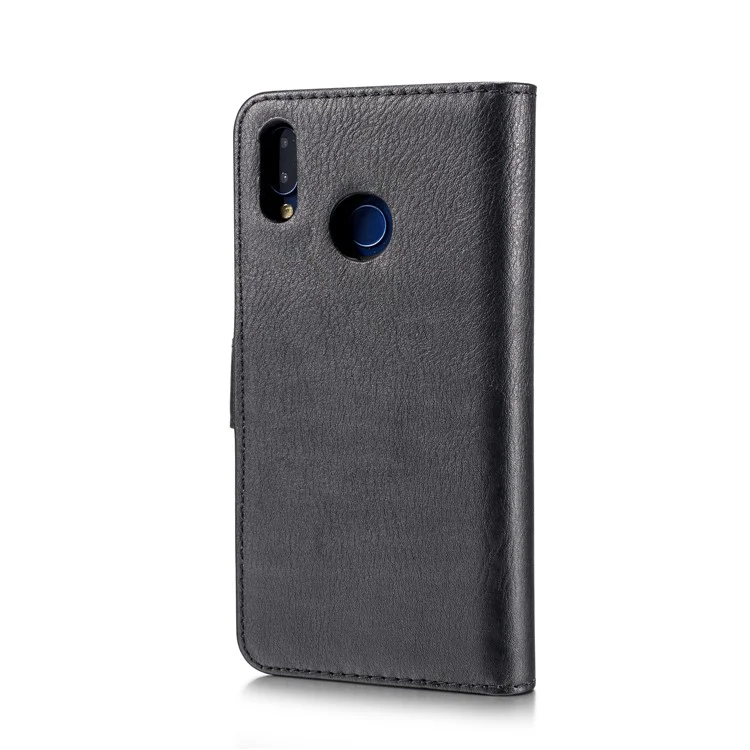 DG.MING Detachable 2-in-1 Split Leather Wallet + PC Back Case for Huawei P20 Lite / Nova 3e - Black