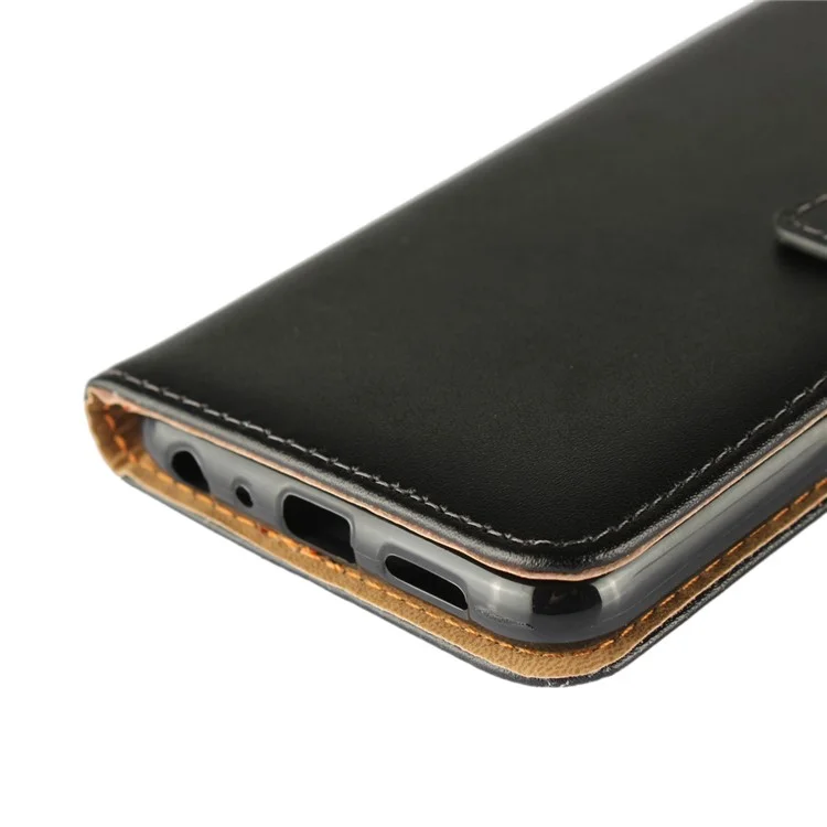 Genuine Leather Wallet Stand Phone Case for Huawei Honor 9 Lite / Honor 9 Youth Edition - Black