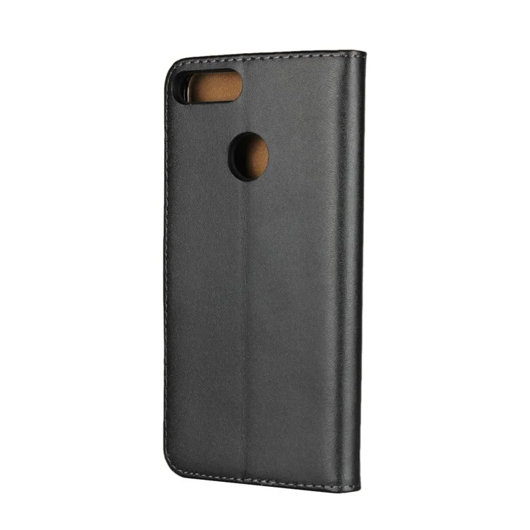 Genuine Leather Wallet Stand Phone Case for Huawei Honor 9 Lite / Honor 9 Youth Edition - Black