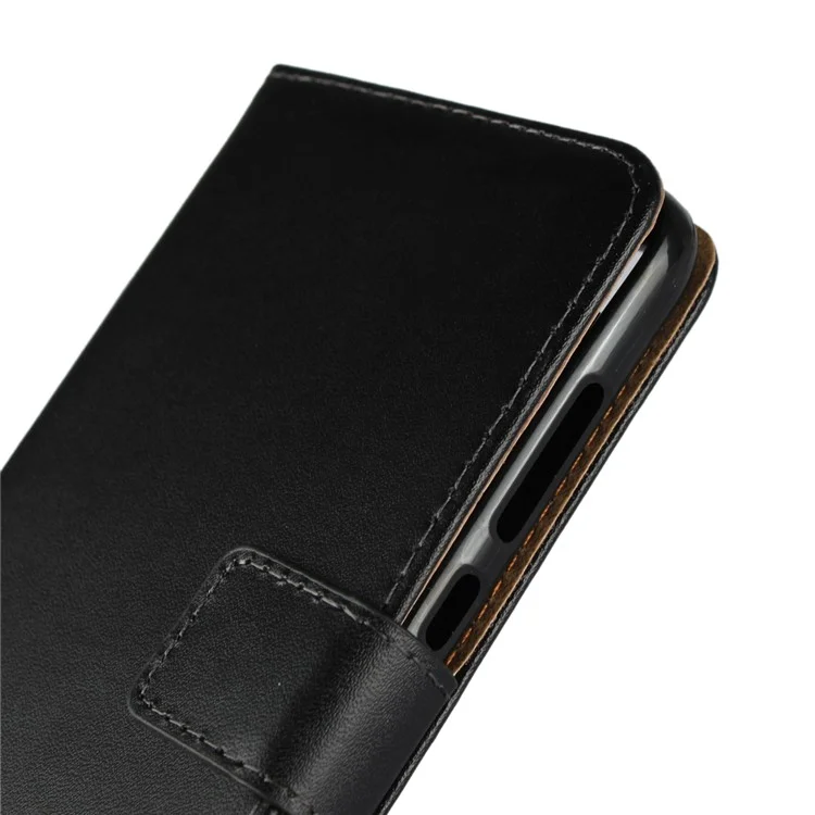 Genuine Leather Wallet Stand Phone Case for Huawei Honor 9 Lite / Honor 9 Youth Edition - Black