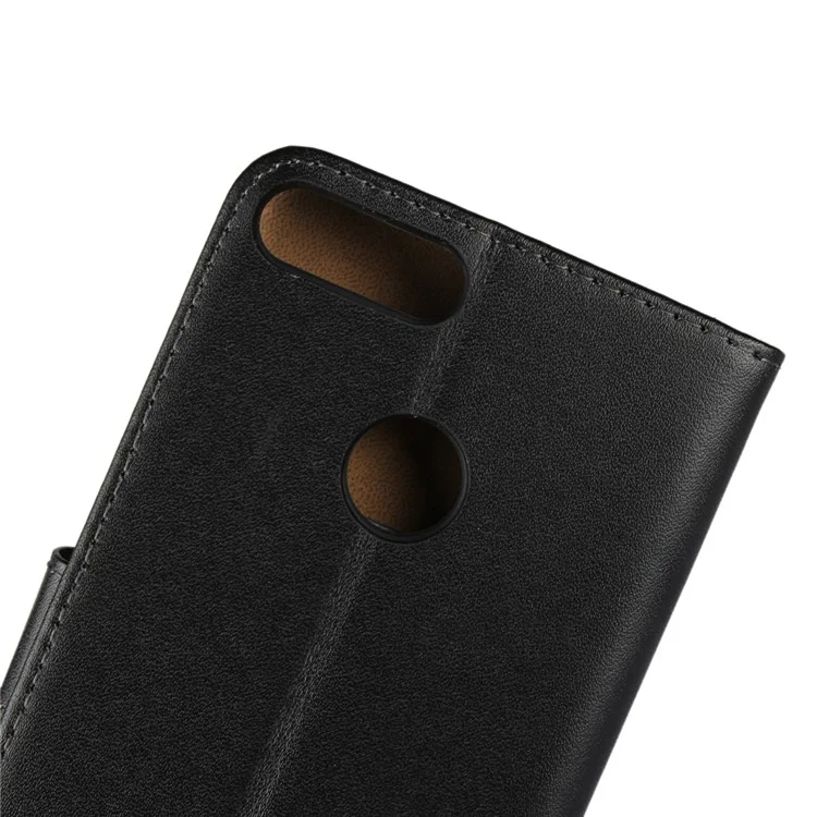 Genuine Leather Wallet Stand Phone Case for Huawei Honor 9 Lite / Honor 9 Youth Edition - Black
