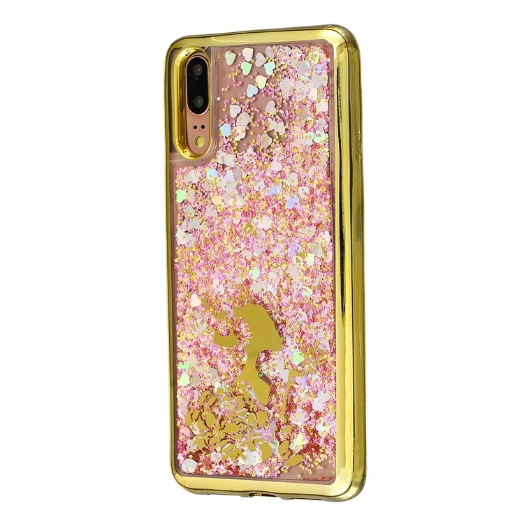Liquid Glitter Powder Quicksand Electroplated TPU Case for Huawei P20 - Flower Girl