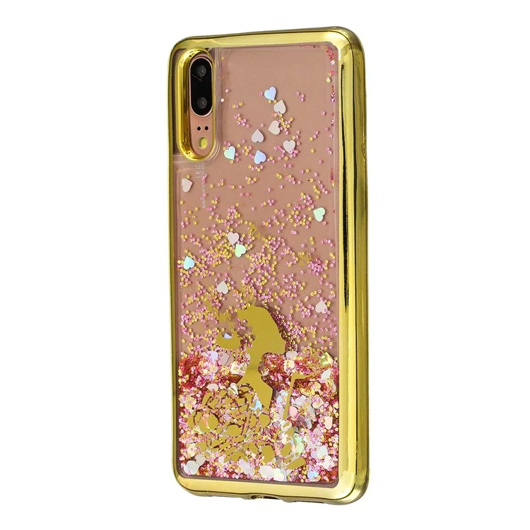 Liquid Glitter Powder Quicksand Electroplated TPU Case for Huawei P20 - Flower Girl