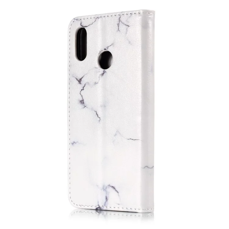 Pattern Printing Wallet Stand Leather Flip Case for Huawei P20 Lite / Nova 3e - White Marble