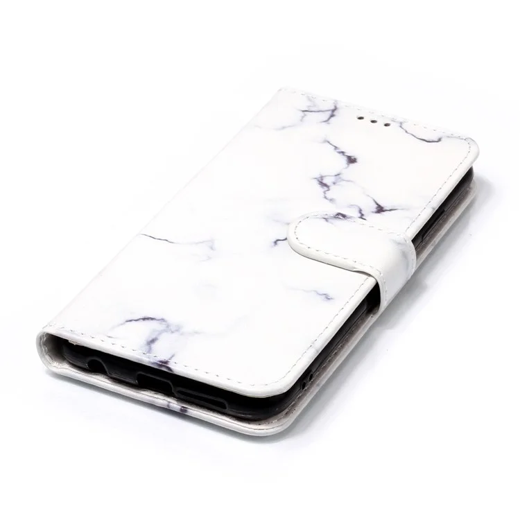 Pattern Printing Wallet Stand Leather Flip Case for Huawei P20 Lite / Nova 3e - White Marble