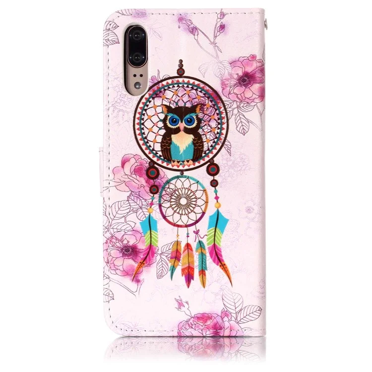 Pattern Printing Embossed Wallet Leather Stand Case for Huawei P20 - Dream Catcher