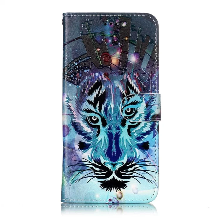 Embossment Patterned Wallet Stand Leather Casing for Huawei P20 Pro - Wolf
