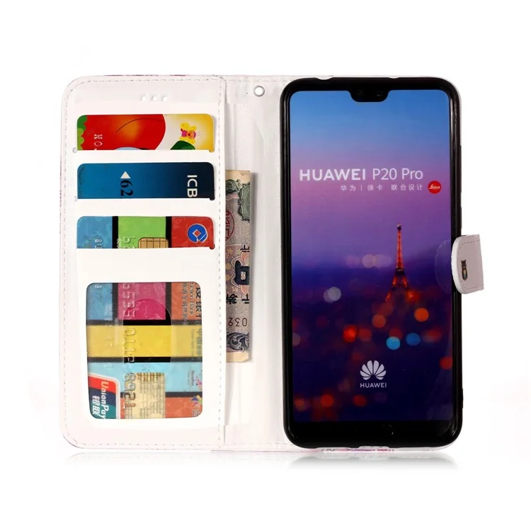 Embossment Patterned Wallet Stand Leather Casing for Huawei P20 Pro - Wolf