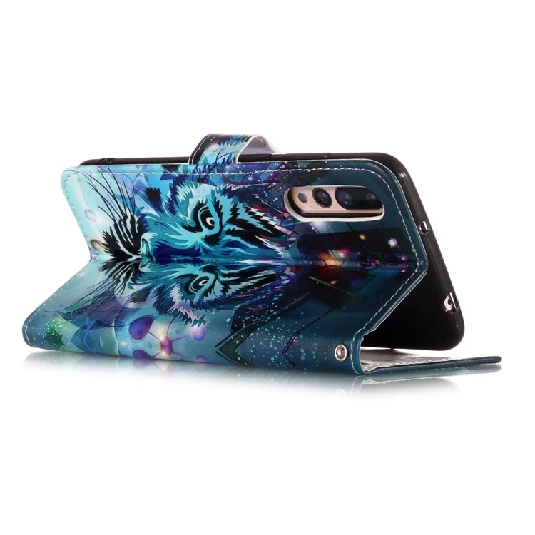 Embossment Patterned Wallet Stand Leather Casing for Huawei P20 Pro - Wolf