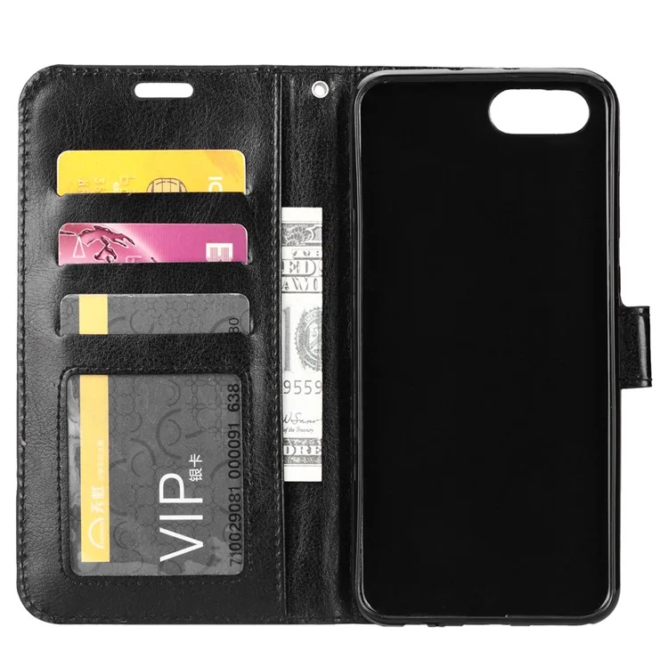 Crazy Horse Texture Wallet Stand Leather Phone Case for Huawei Y5 (2018)  - Black