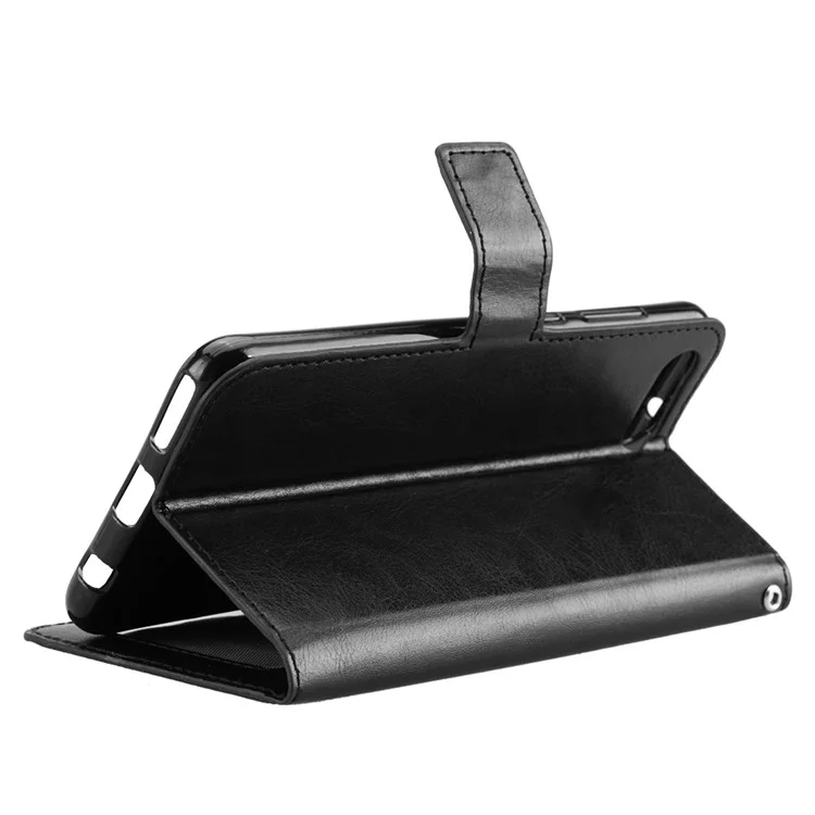 Crazy Horse Texture Wallet Stand Leather Phone Case for Huawei Y5 (2018)  - Black