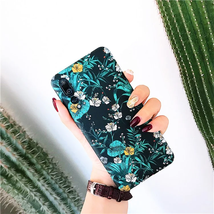 Floral Patterned Hard PC Mobile Phone Protective Back Cover for Huawei P20 Pro