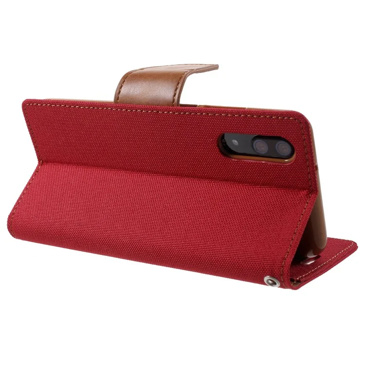MERCURY GOOSPERY Canvas Diary Stand Leather Wallet Case for Huawei P20 - Red