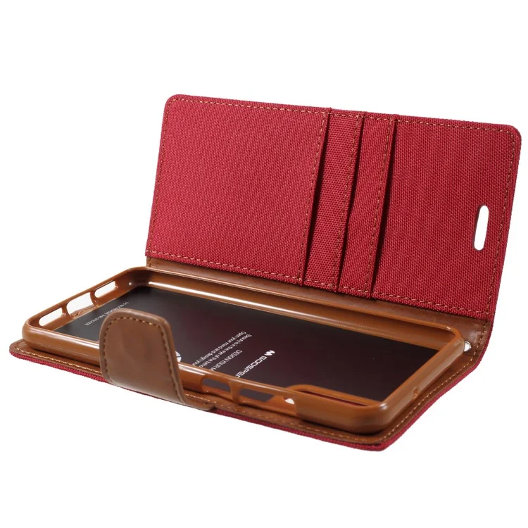 MERCURY GOOSPERY Canvas Diary Stand Leather Wallet Case for Huawei P20 - Red