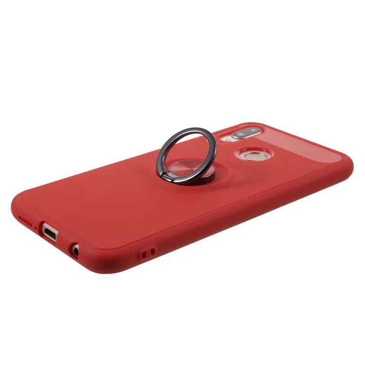 For Huawei P20 Lite/Nova 3e (China) Rotating Ring Kickstand TPU Phone Case (Built-in Magnetic Metal Sheet) - Red