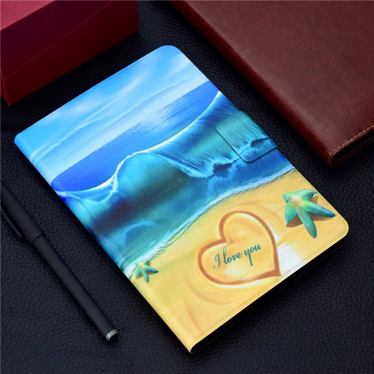 Case de Cuero Soporte Para Tarjetas de Impresión de Patrones Para Huawei MediaPad T3 10 - Playa de Verano