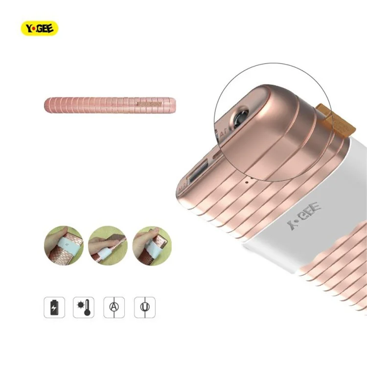 YOGEE YC503 Suitcase Pattern 5000mAh Wireless Charger Dual USB Portable Power Bank - Rose Gold