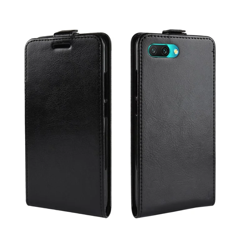 Crazy Horse Vertical Flip Card Holder Leather Case for Huawei Honor 10 - Black