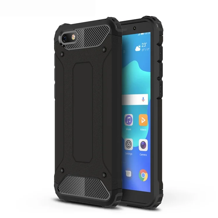Heavy Duty Rugged Combo Phone Case (Plastic + TPU) for Huawei Y5 (2018) - Black