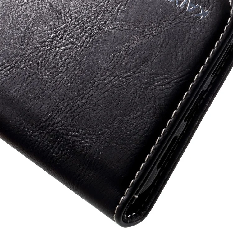 KAIYUE Stand Wallet Genuine Leather Folio Flip Mobile Phone Shell for Huawei P20 Pro - Black