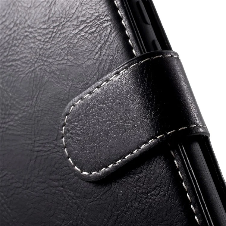 KAIYUE Genuine Leather Wallet Cell Phone Cover with Stand for Huawei P20 Lite / Nova 3e - Black