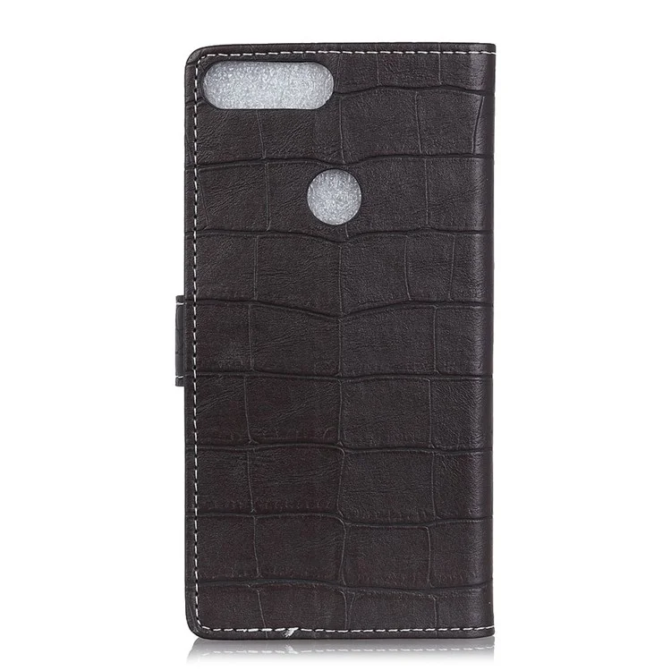 Vintage Crocodile Texture PU Leather Wallet Phone Case for Huawei Honor 9i (2018) 5.84-inch - Black
