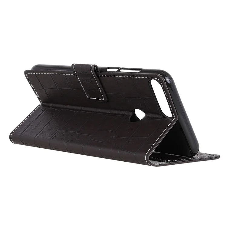 Vintage Crocodile Texture PU Leather Wallet Phone Case for Huawei Honor 9i (2018) 5.84-inch - Black