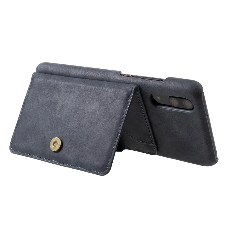 Grey - PU Leather Coated PC Wallet Mobile Phone Case with Kickstand for Huawei P20
