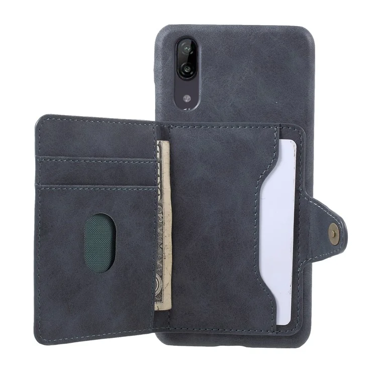 Grey - PU Leather Coated PC Wallet Mobile Phone Case with Kickstand for Huawei P20