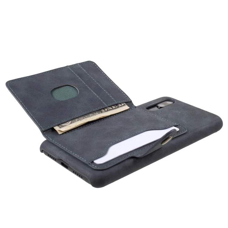 Grey - PU Leather Coated PC Wallet Mobile Phone Case with Kickstand for Huawei P20