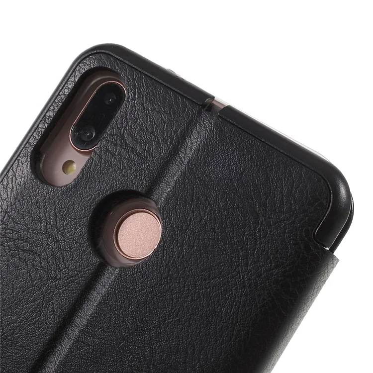 Auto-absorbed Leather Card Holder Case for Huawei P20 Lite / Nova 3e - Black