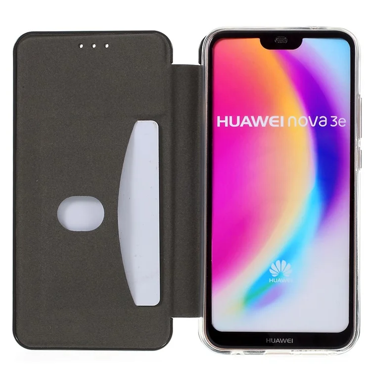 Auto-absorbed Leather Card Holder Case for Huawei P20 Lite / Nova 3e - Black