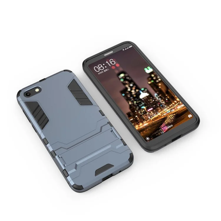 Dark Blue - Cool Guard Plastic TPU Hybrid Case with Kickstand for Huawei Y5 (2018) / Y5 Prime (2018)