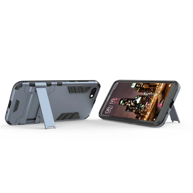 Dark Blue - Cool Guard Plastic TPU Hybrid Case with Kickstand for Huawei Y5 (2018) / Y5 Prime (2018)