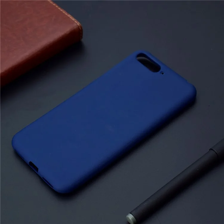 Dark Blue - Solid Color Matte Soft TPU Phone Case for Huawei Y6 (2018)/Honor 7A (without Fingerprint Sensor)