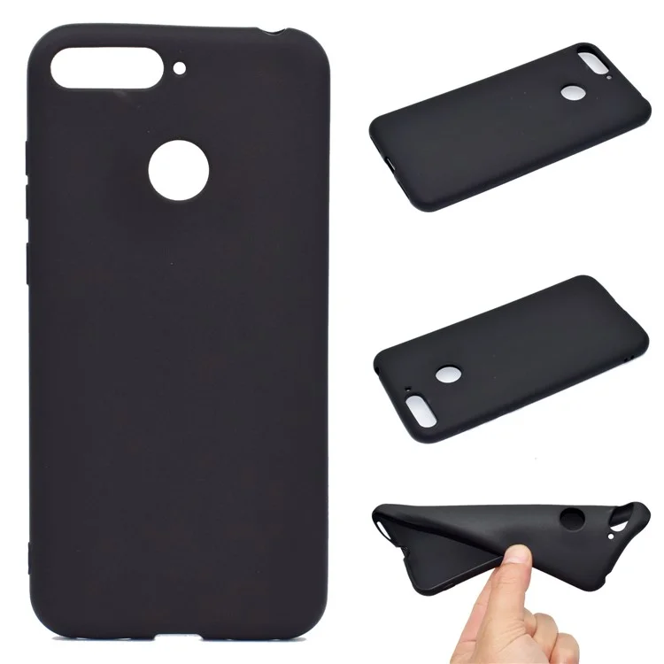 Black - Solid Color Matte Soft TPU Phone Cover for Huawei Honor 7C / Enjoy 8 / Y7 Prime (2018)