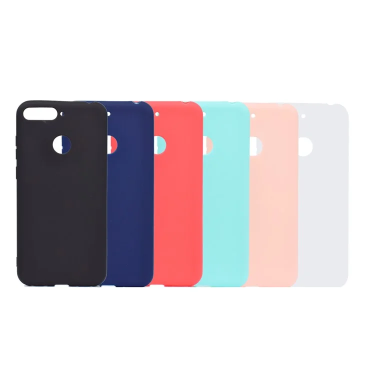 Black - Solid Color Matte Soft TPU Phone Cover for Huawei Honor 7C / Enjoy 8 / Y7 Prime (2018)