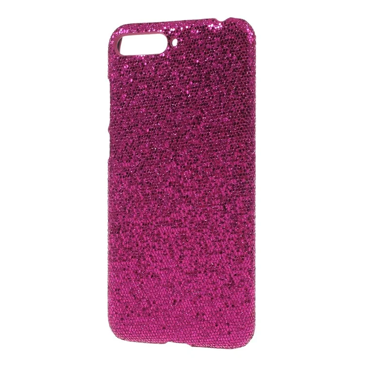 PU Leather Coated Hard PC Protector Case for Huawei Y6 (2018) / Honor 7A (without Fingerprint Sensor) - Rose Glitter Sequins