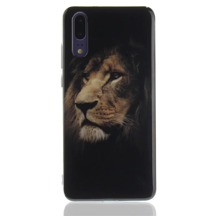 Brown Lion - Patterned IMD Soft TPU Back Case for Huawei P20