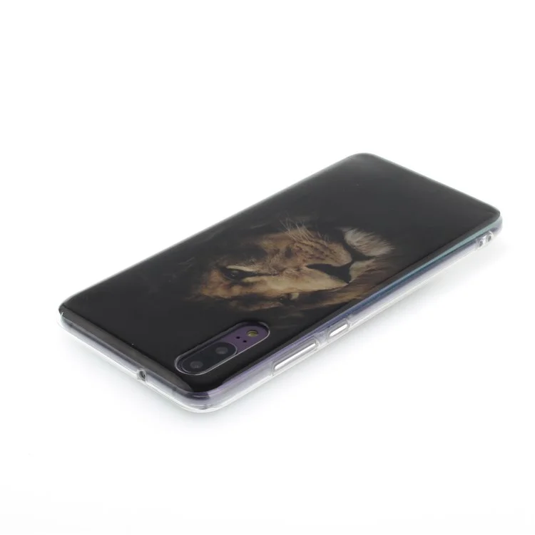 Brown Lion - Patterned IMD Soft TPU Back Case for Huawei P20
