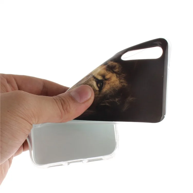 Brown Lion - Patterned IMD Soft TPU Back Case for Huawei P20