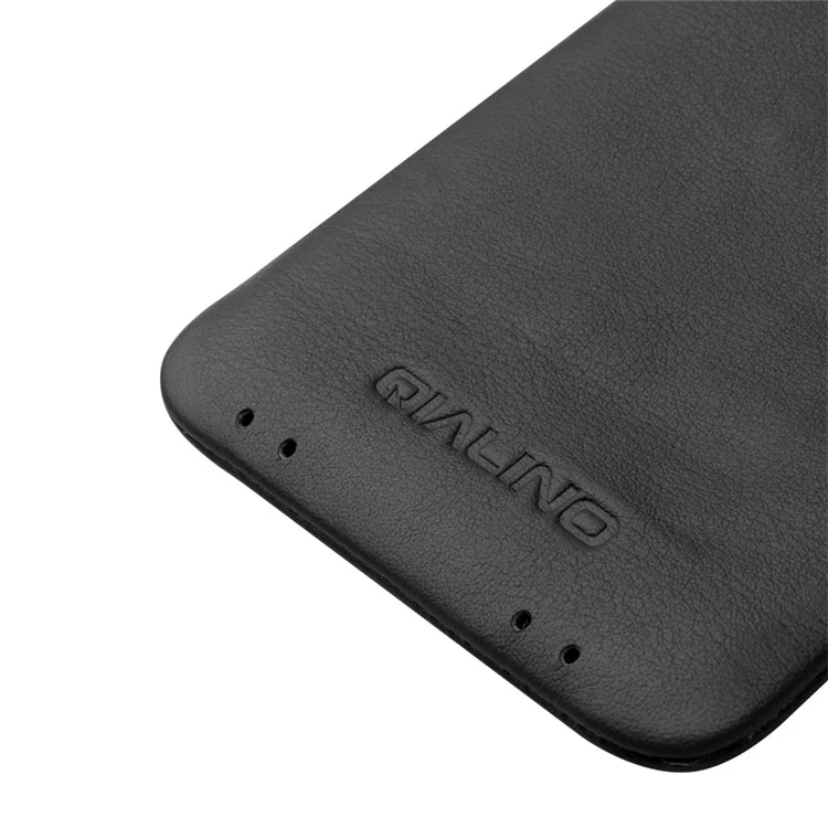 Black - QIALINO Genuine Cowhide Leather Pouch Case with Card Slot for Xiaomi Mi 8 (6.21-inch)