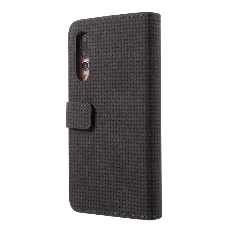 Mesh Pattern Retro Leather Wallet Stand Case for Huawei P20 Pro - Grey